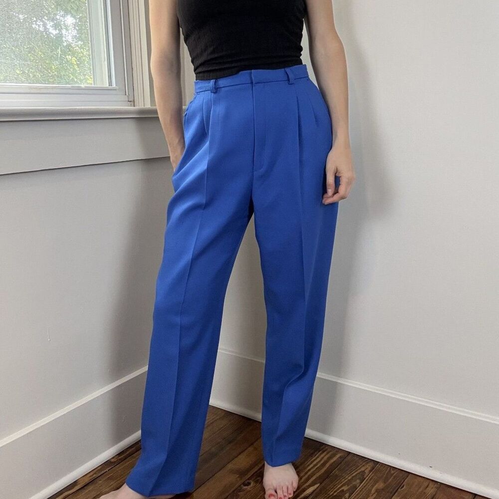 Vintage Sears Cobalt Blue High Waisted Pleated Trouser Pants
